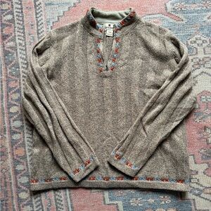 Woolrich Women’s Tan Sweater with Embroidered Accents